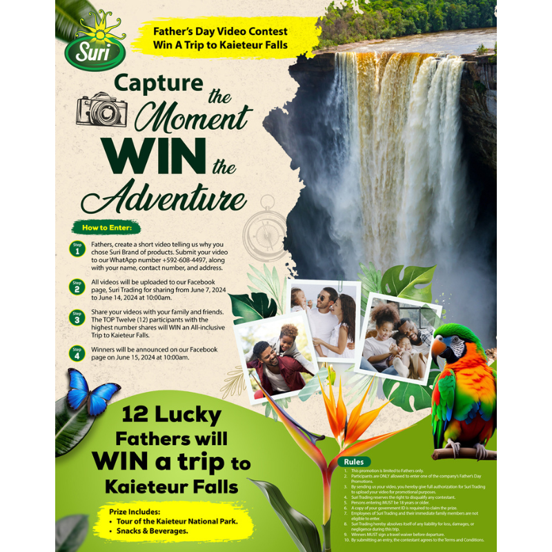 Suri Father's Day Video Contest - Win a Trip to Kaieteur Falls